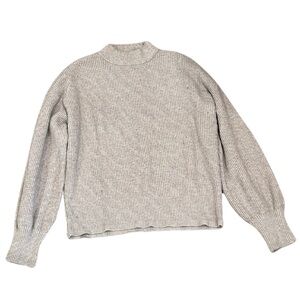 Daily Thread Crew Mock Neck Ribbed Knit Sweater | Heather Grey | Size M